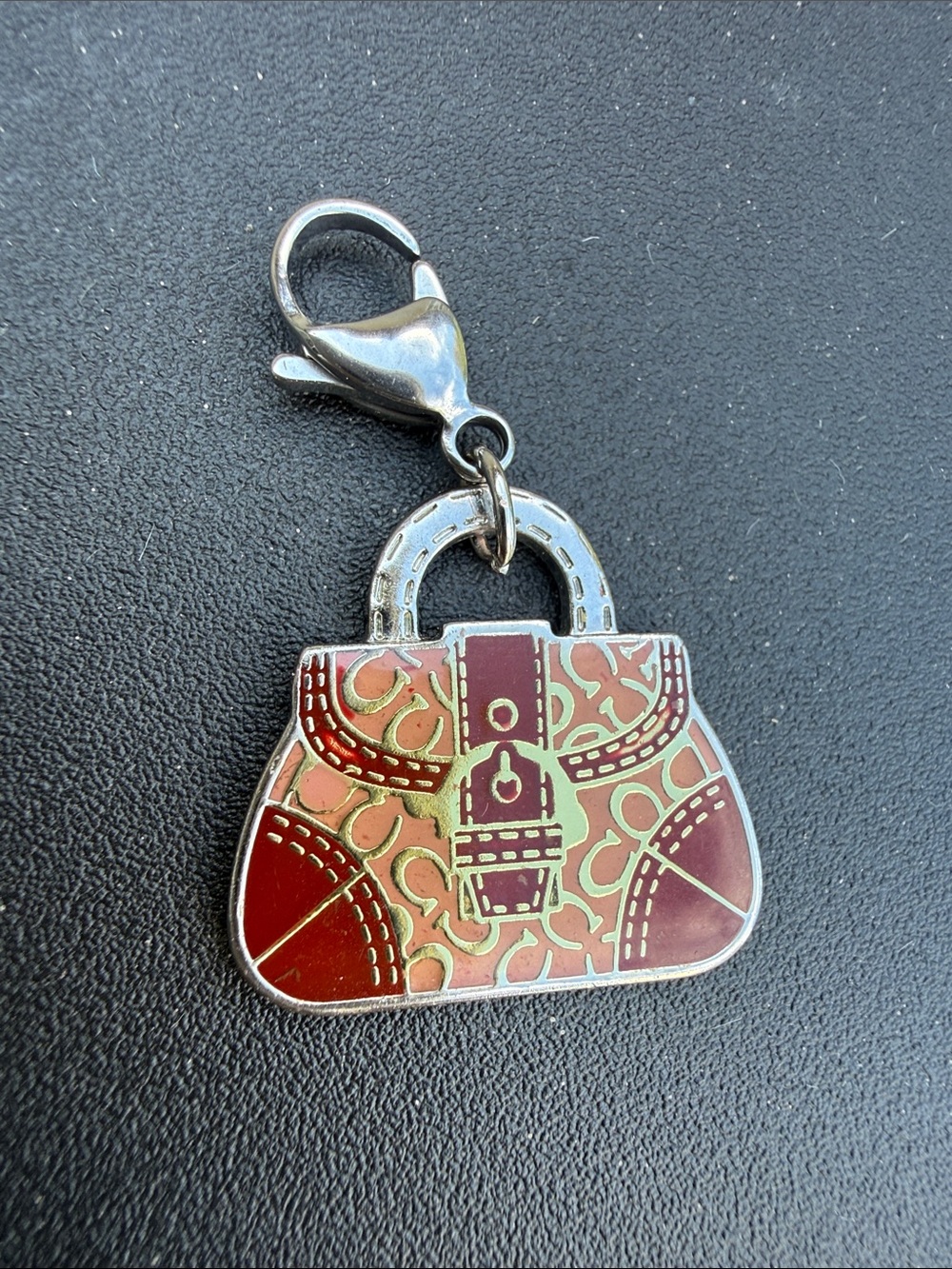 Enamel Handbag Charm in Burgundy and Pink